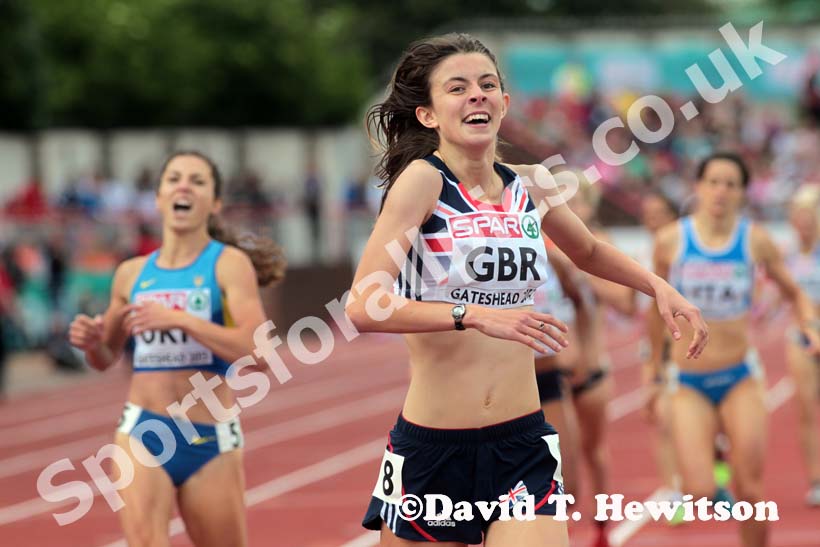 Jessica Judd (GB) wins the 800 metres at the European Athletics Team Championships.